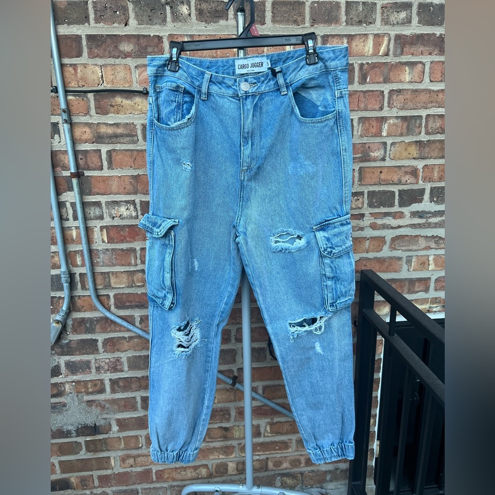 Refuge blue cargo jogger denim size 11